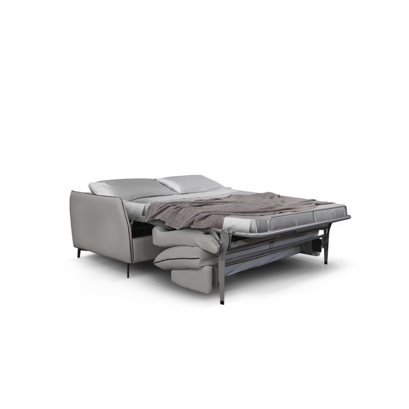 Canapé-lit en cuir 80,7 po Bemidji, Gris foncé, Gris foncé