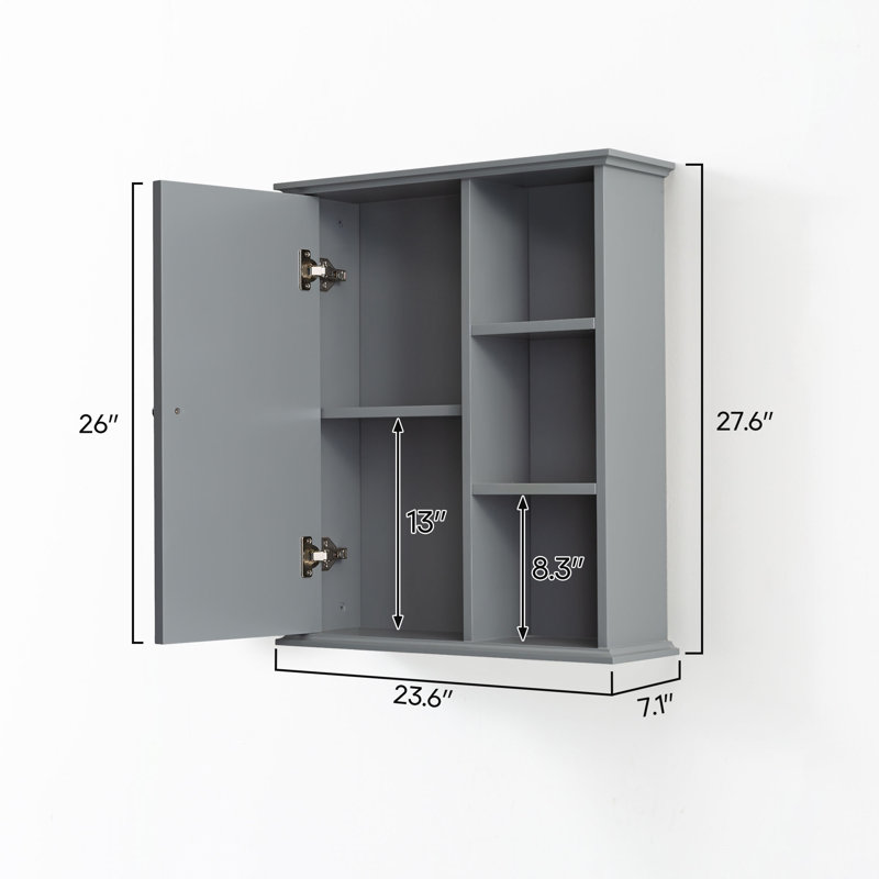 Upgraded Bathroom Wall Cabinet Over The Toilet Storage Cabinet Wall Mounted Storage Cabinet Wooden Medicine Cabinets, Gray