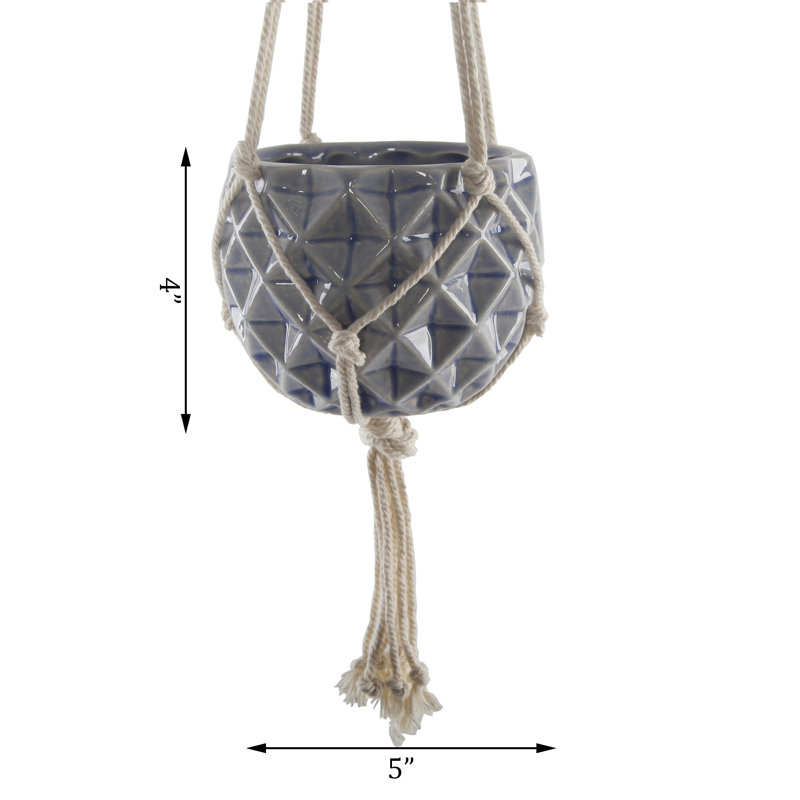Pot à fleurs suspendu en céramique Odyssey, Bleu