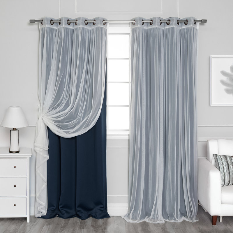 Panneaux de rideaux unis obscurcissants et thermiques avec œillets Granados, Bleu marine, l 52" x L 84"