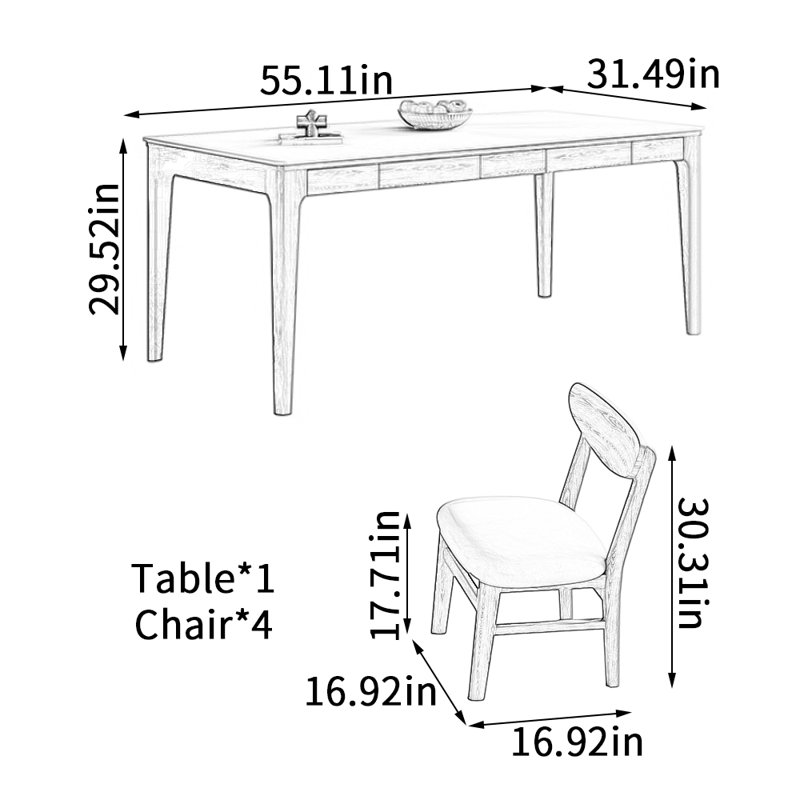 Table de salle à manger White Rock, H 29,52 po x L 55,11 po x l 31,49 po
