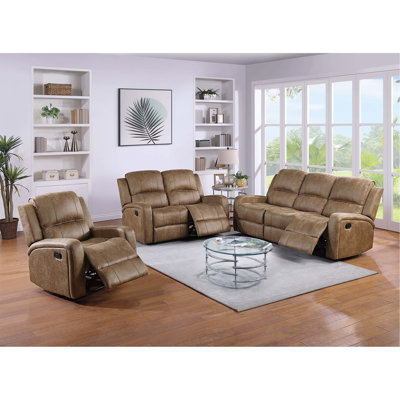 Modern Style 3pc Living Room Set Square Arms Horizontal And Light Vertical Tufting Cushion Back Primary Living Room Furniture