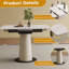 Table de salle à manger rétractable à dalle de roche pliante, table carrée extensible moderne avec base en acier inoxydable revêtue de cuir, table de cuisine à double usage pour les petits appartements