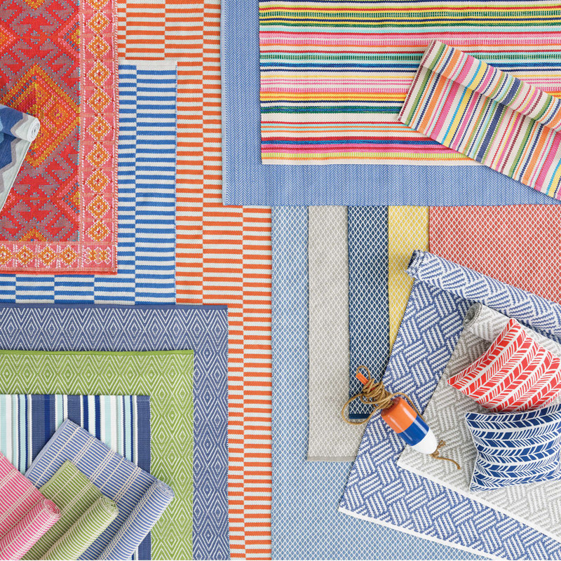 Sailing Stripe Tangerine Handwoven Indoor/Outdoor Rug, Rectangle 2' x 3'