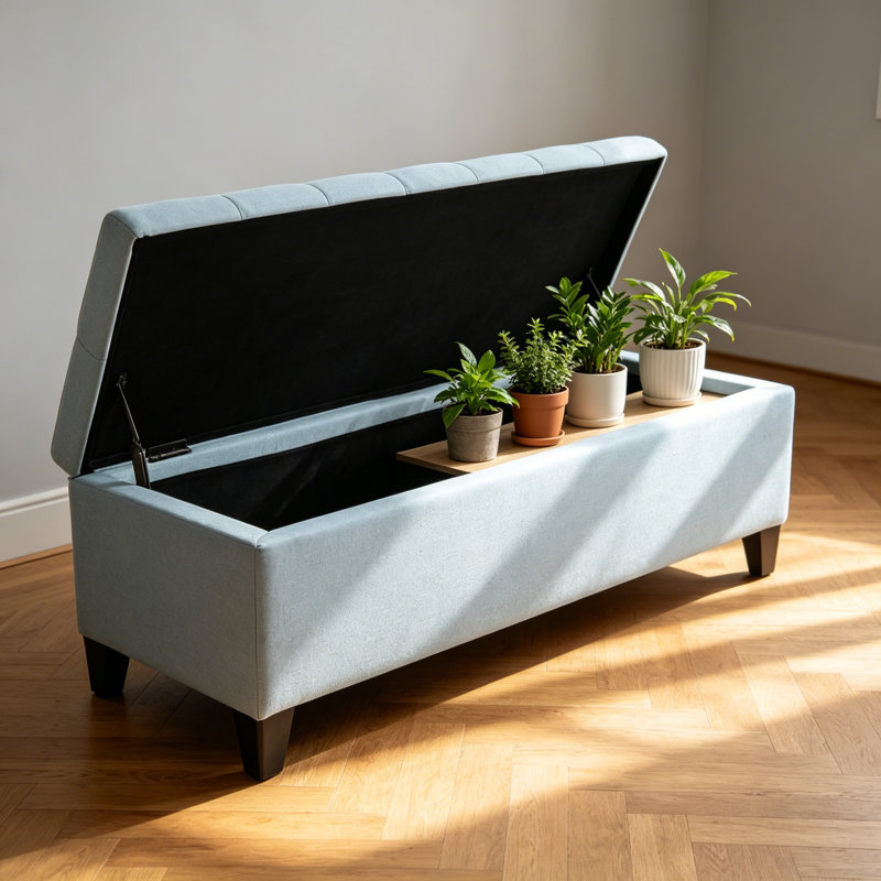 OTTOMAN DE RANGEMENT GLOUSTER, Bleu