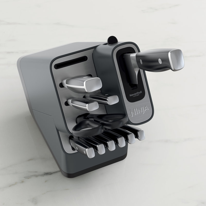 Ninja® Foodi® NeverDull Premium Knife System, 12 Piece Knife Block Set with Built-in Sharpener, Stainless Steel Knives, Black