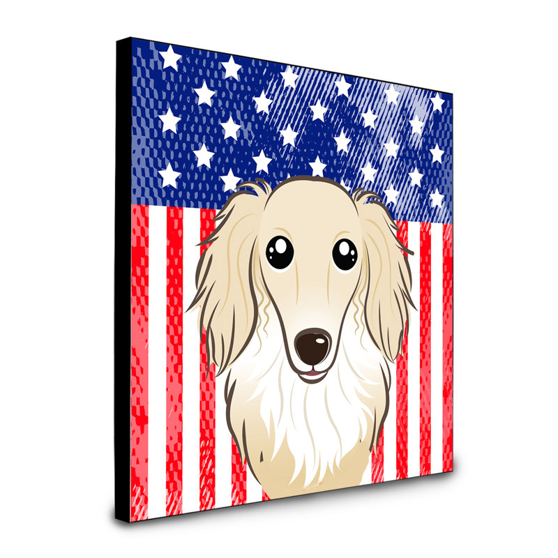 « american flag », art encadré Macomb, Teckel beige