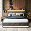 EU Double & King Linen Ottoman Bed with Wireless Charging & Dual LED, Tufted Wingback Storage Headboard, 140/160x200cm, Grey-1760350285