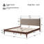 Cadre de lit plateforme Vela de style moderne du milieu du siècle avec tête de lit capitonnée, construction en hévéa, MDF et LVL, sommier à lattes en bois, aucun sommier tapissier nécessaire pour une chambre à l'ambiance feutrée-135847026-135847023