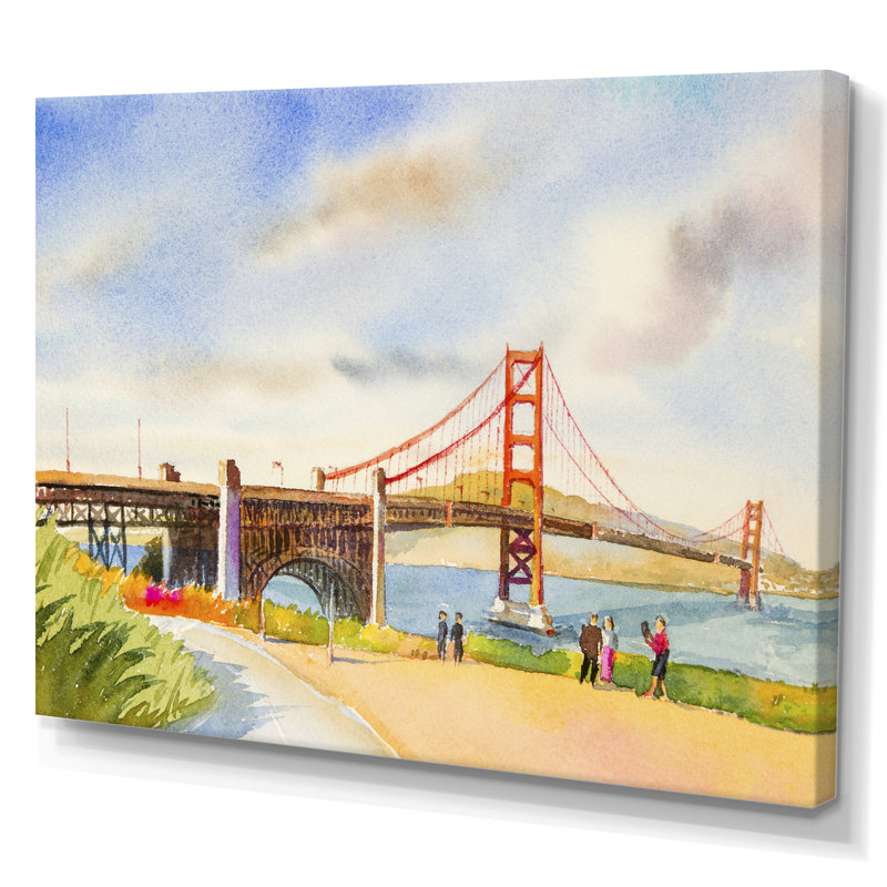 Golden Gate Bridge - reproduction de cadre flottant sur toile, H 24 po x l 36 po x P 1 po, Toile tendue