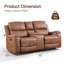 Fauteuil inclinable inclinable classique en cuir de 75,2 po de largeur avec causeuse et porte-gobelets-845558843