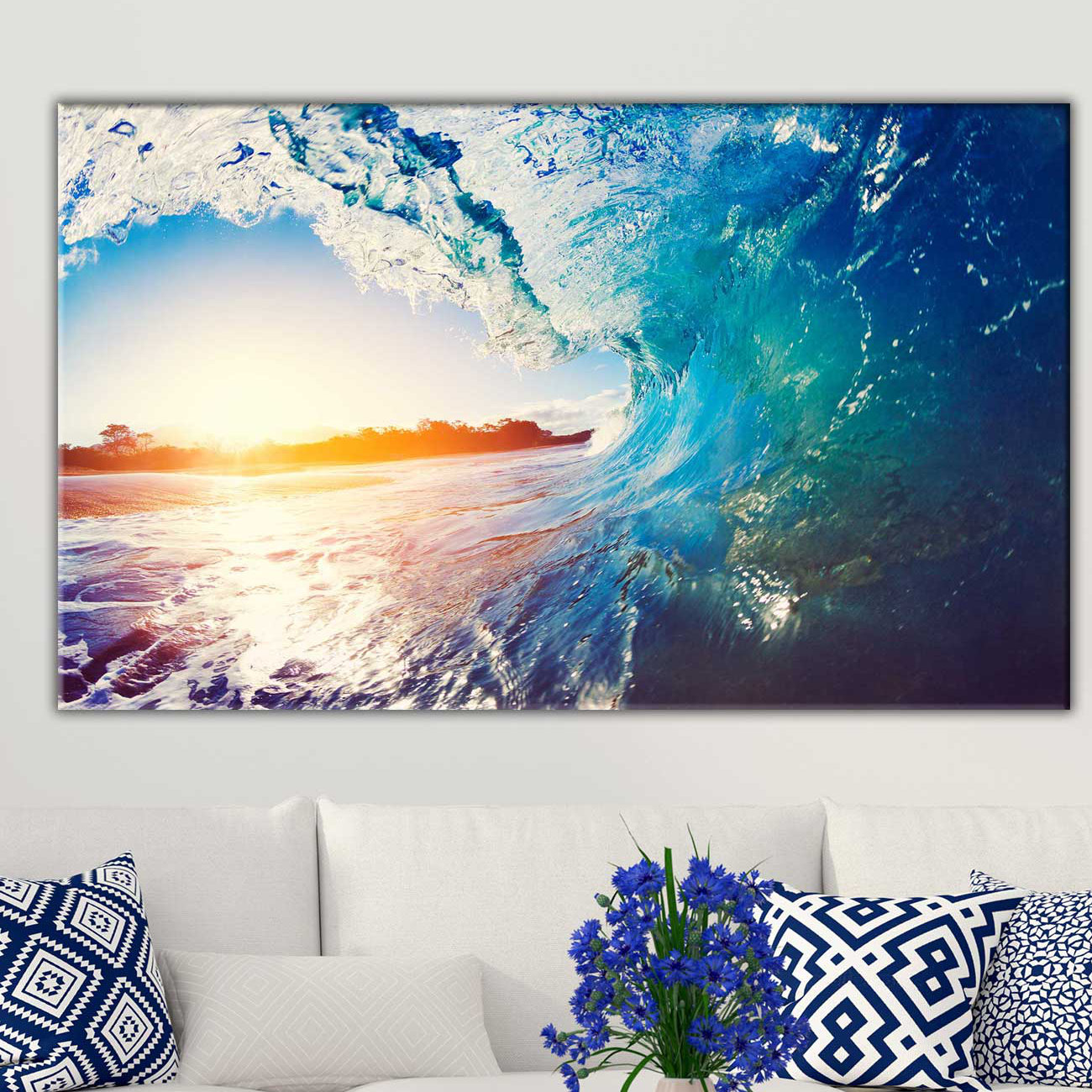 Highland Dunes 'Waves' Graphic Art Print on Wrapped Canvas | Wayfair