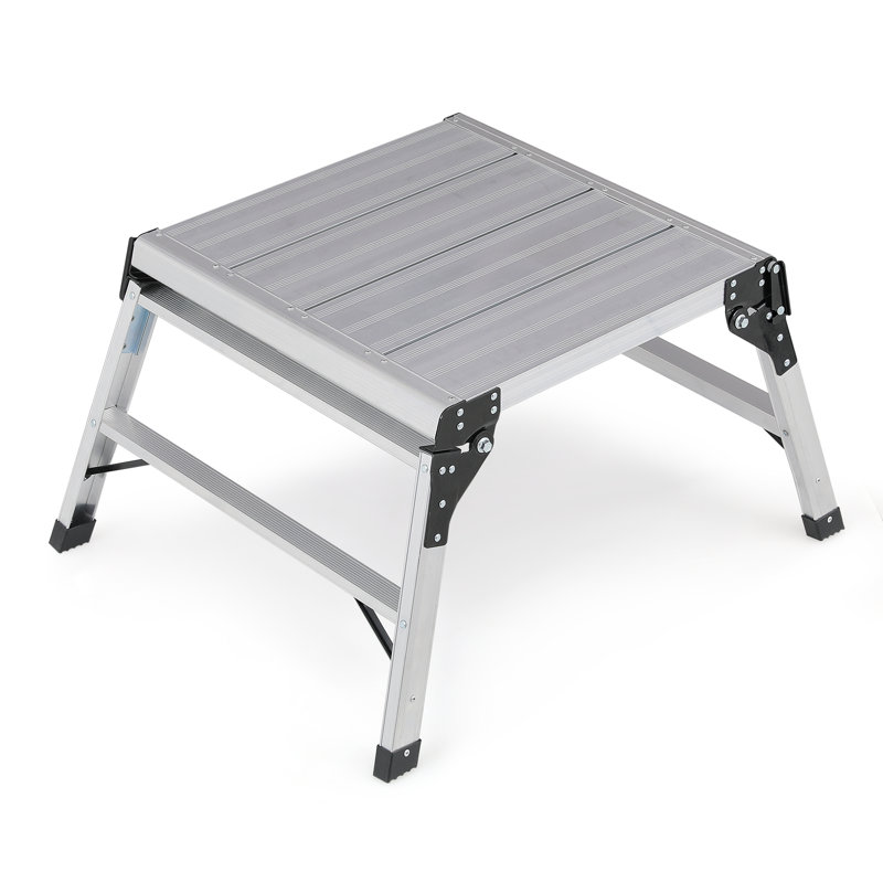 34" Aluminum Folding Work Platform Step Ladder Non-Slip Work Bench Drywall Ladder Step Stool