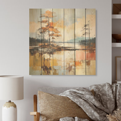 Lake Summer Charm - Lakes Lakehouse Wood Wall Art On Natural Pine Wood