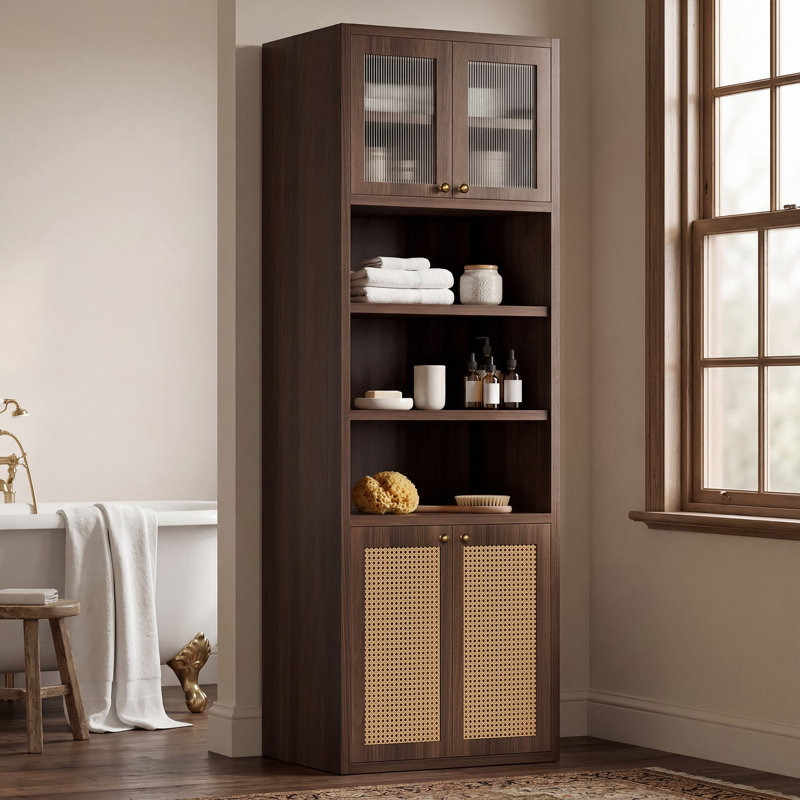 Garde-manger avec tablette ouverte et rangement fermé, Brown
