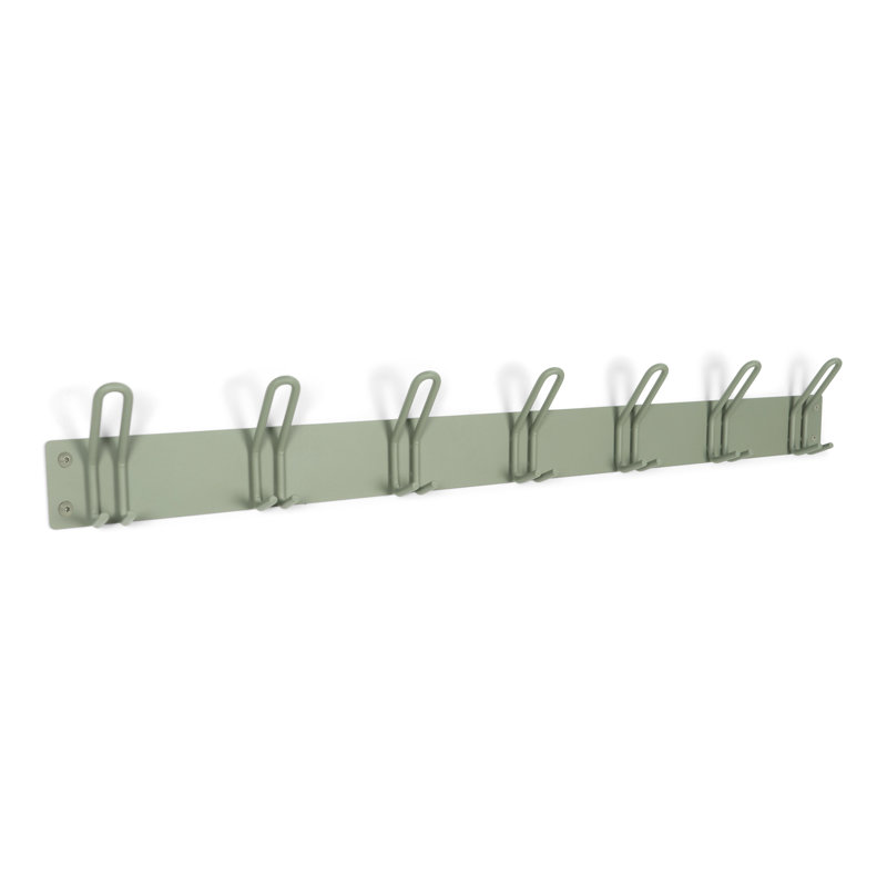 Steel Wall 7 - Hook Wall Mounted Coat Rack, Dusty Green