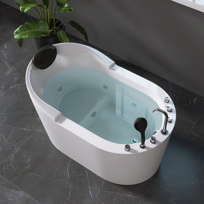 Baignoire de trempage autoportante en acrylique 51 po x 31 po avec fonction de massage à jets