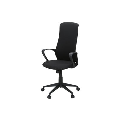 Office Chair, Adjustable Height, Armrests, Swivel, Ergonomic, Work, Black Fabric, Black Metal, Contemporary, Modern
