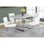 Table de salle à manger 60 po rectangulaire, stratifié gris et métal, design moderne pour la maison Cuisine rectangulaire, stratifié, pieds en métal, flair