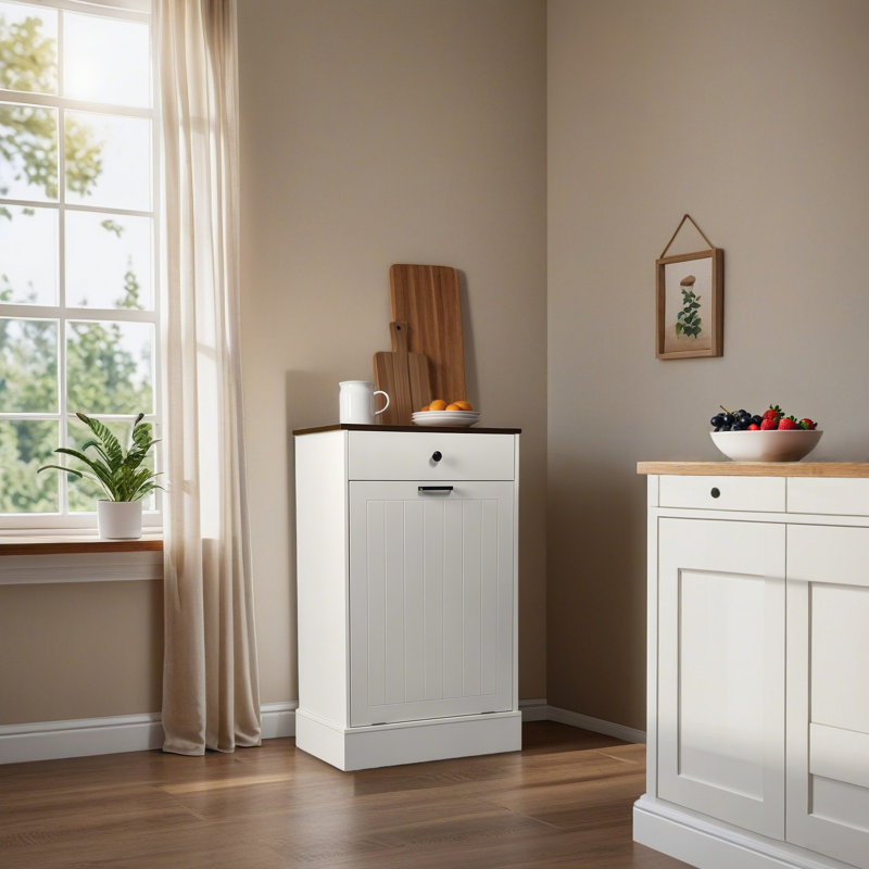 Buffet, armoire de rangement, armoire à poubelle cachée en bois avec tiroir pour la cuisine