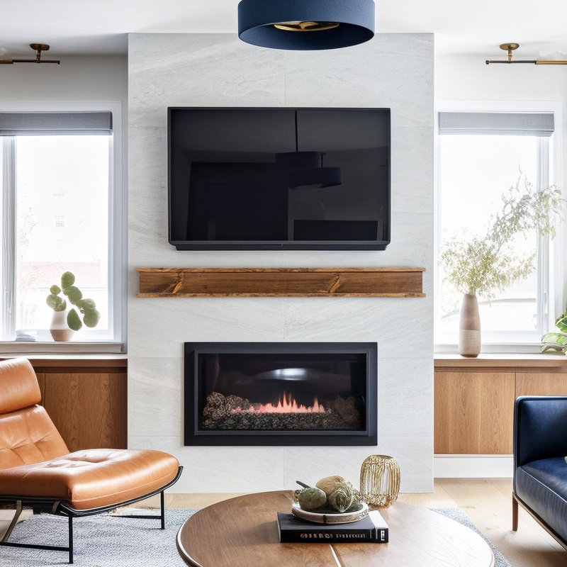 Floating Wood Fireplace Mantel Shelf - Wooden Shelf with Symmetrical Top & Bottom Molding, Ebony, 72
