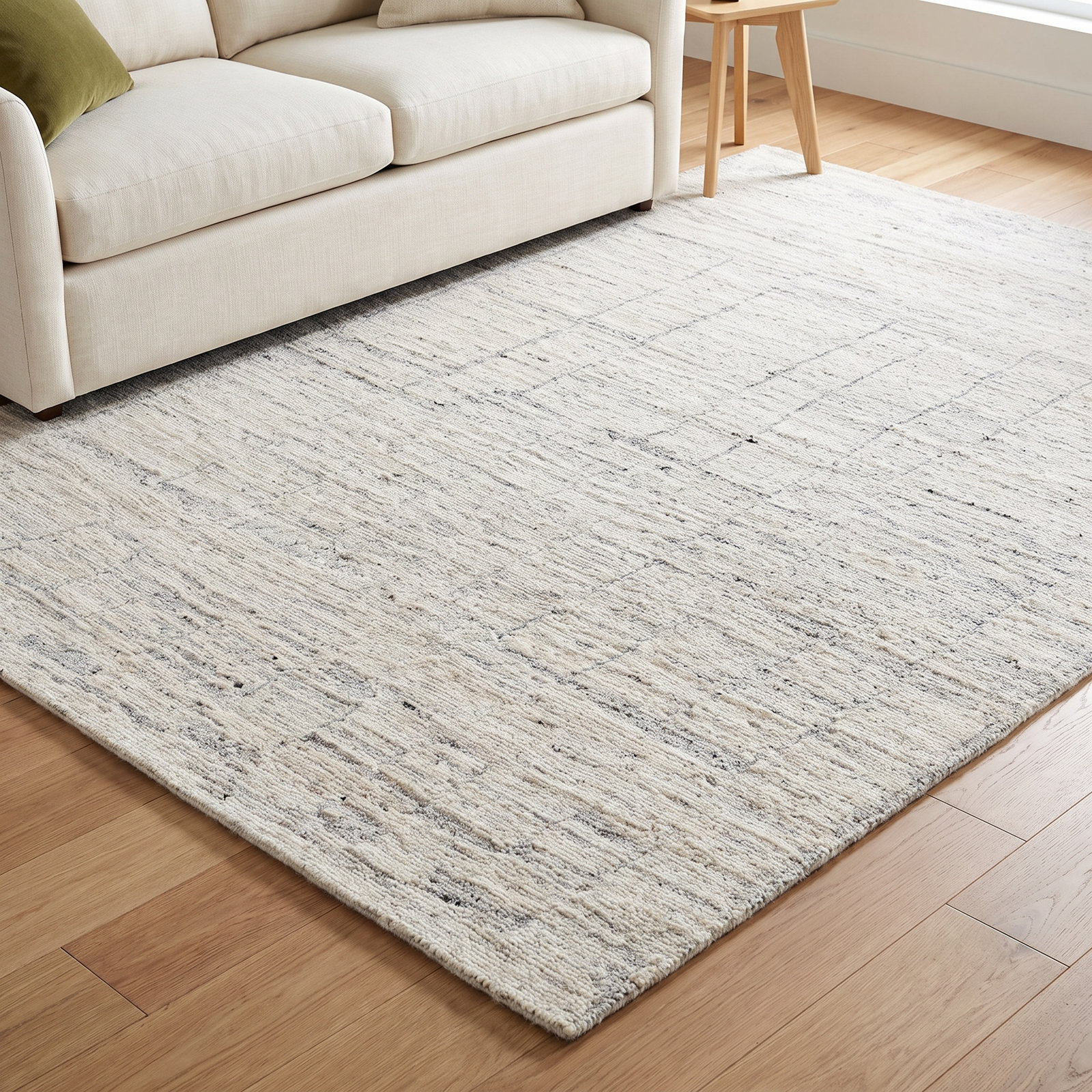 Hand-Woven Abstract Wool Rug, Rectangle 3'6" x 5'6"
