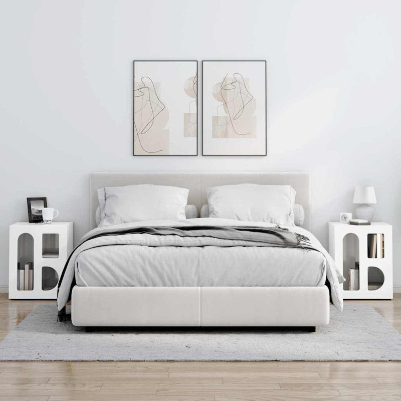 40cm W Manufactured Wood Bedside Table, High Gloss White