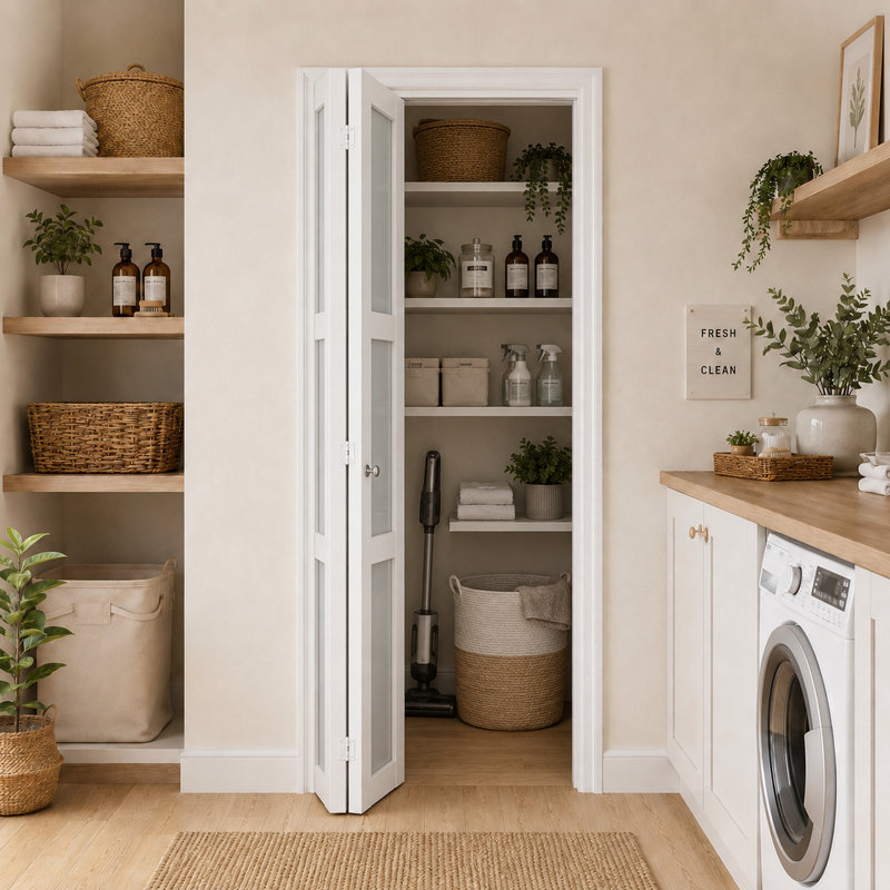  Porte pliante en verre givré 3-Lite, porte pliante en bois manufacturé massif, porte pliante intérieure avec ensemble de quincaillerie pour garde-robe, garde-manger, salle de bain, salle de lavage 36 po x 80 po