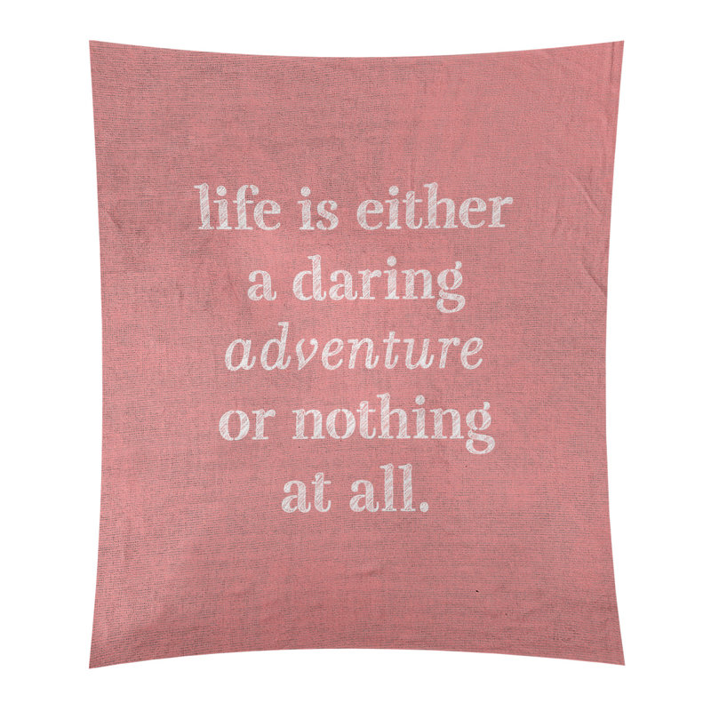 Tapisserie en polyester "life quote" adventure, H 80 po x l 68 po, Rouge / blanc