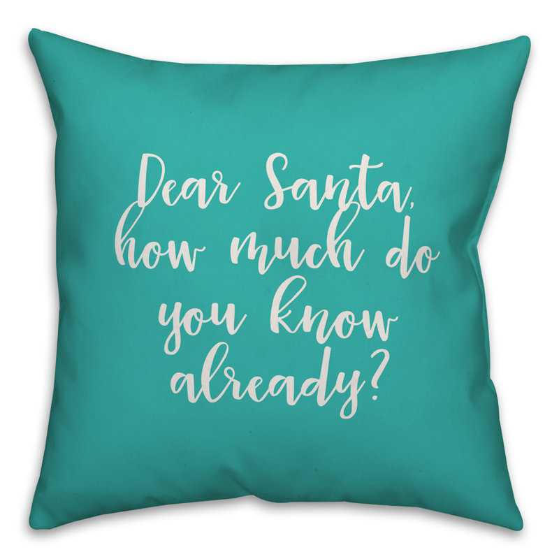  Cher oreiller du Père Noël, Bleu sarcelle, Housse de coussin