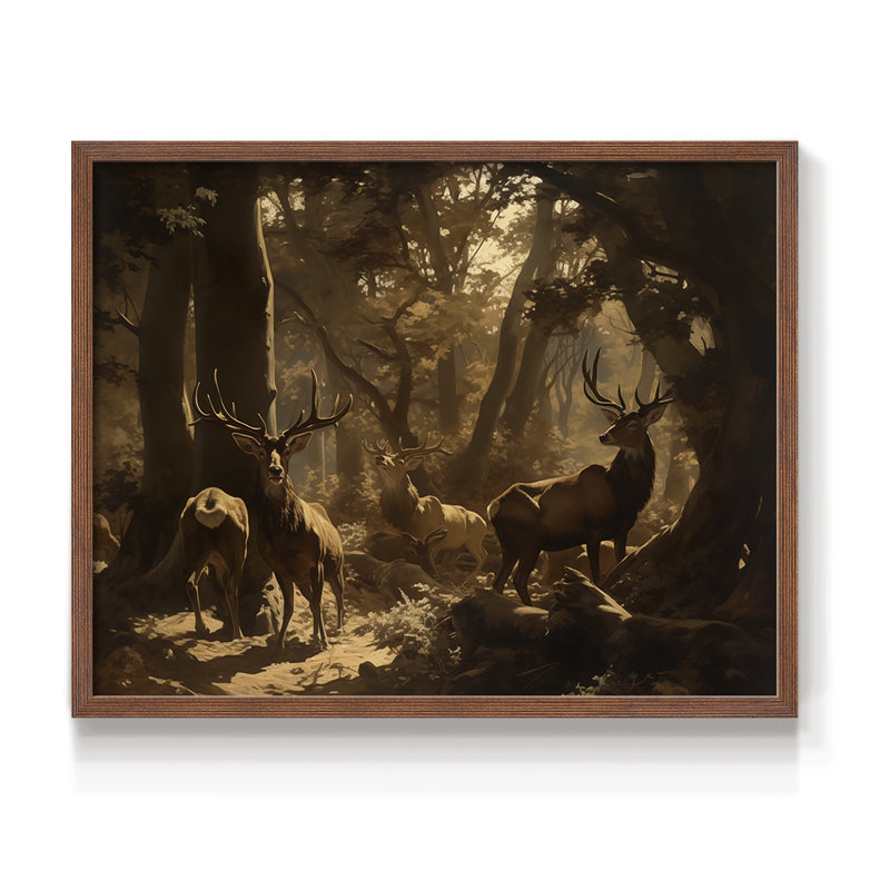 Faune - Livrée - Reproduction encadrée - Restickable, Noyer, H 11 po x l 14 po