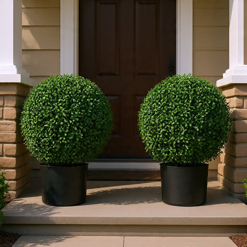 Arbre topiaire en forme de boule de buis Jese, fausse mousse, 21 po