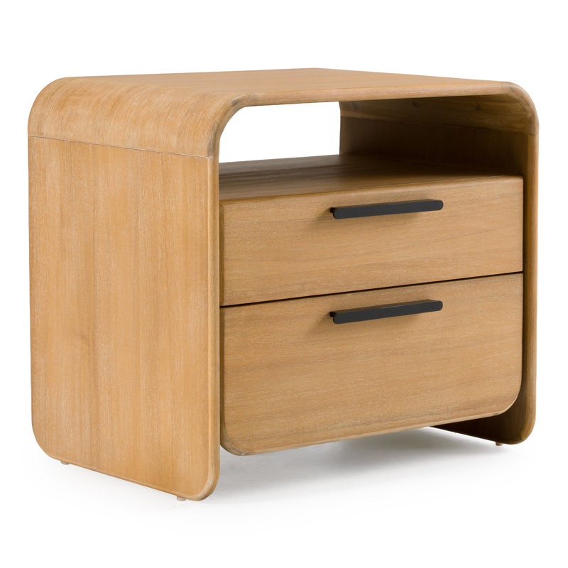 Hultgren - Modern Natural Acacia 2-drawer Nightstand