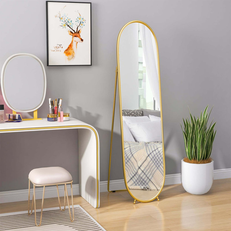 Demetrias Metal Oval Mirror, Gold