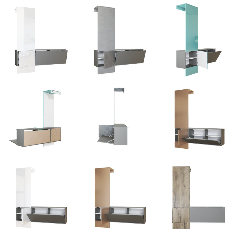 Chappa 156.5 cm W Hallway Set with Shoe Storage, High-gloss petrol