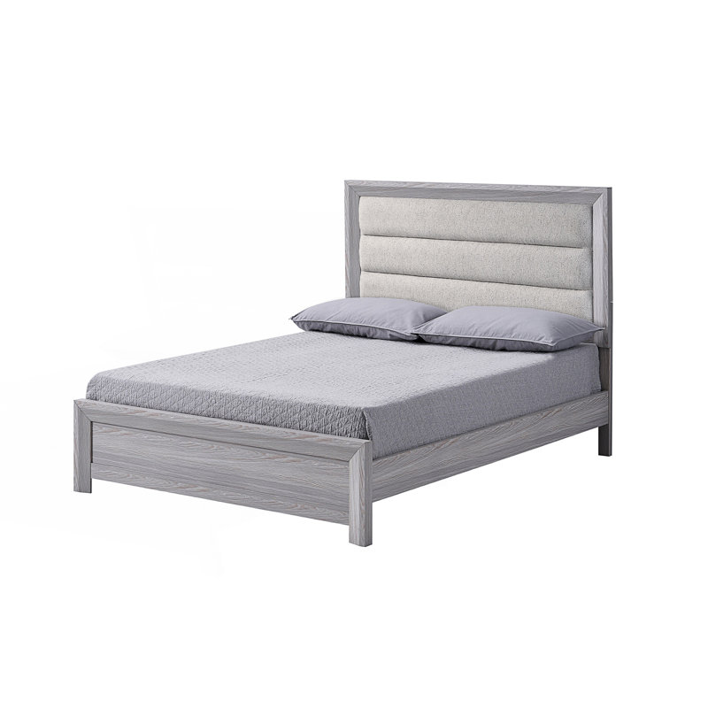 Grand lit à panneau 1pc avec tête de lit capitonnée moelleuse