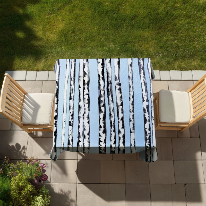 Birches on a Blue Background Tablecloth | White Livingroom Decor