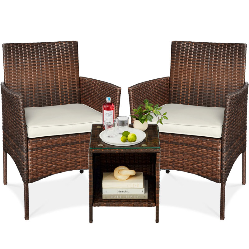 Patio Bistro Set, Brown, White Sand