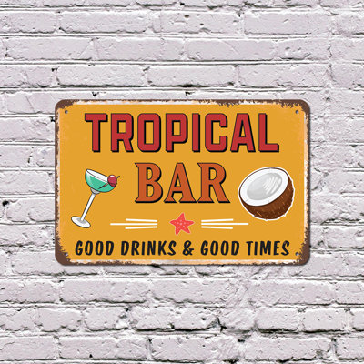 Enseigne tropicale 11 po x 17 po Tropical Bar