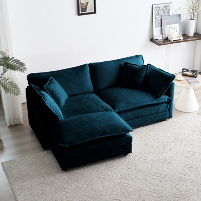 Chenille deux avec un canapé modulaire en bois bleu, éponge et bois
