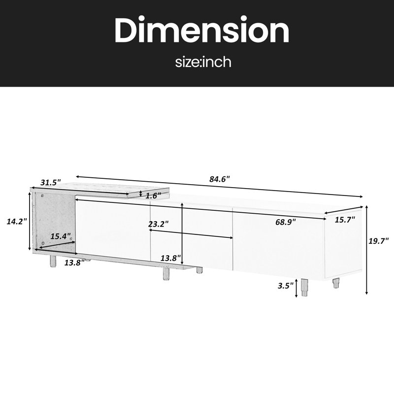 Huong TV Stand for TVs up to 88", White