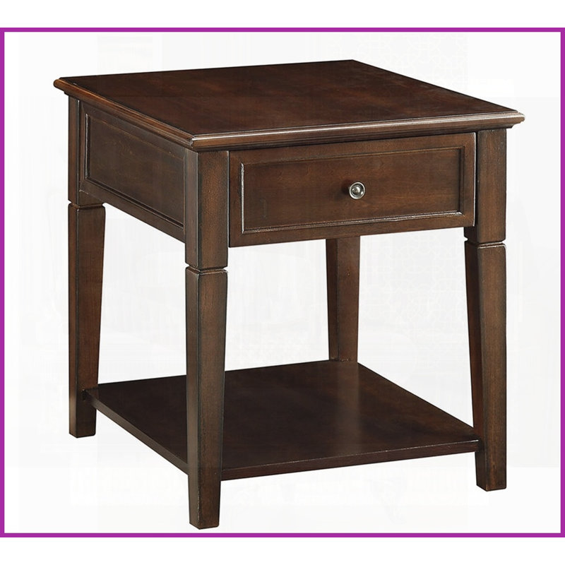 Table basse élégante en noyer avec tiroir & amp; Tablette inférieure pour le salon, intemporelle et amp; Organisé