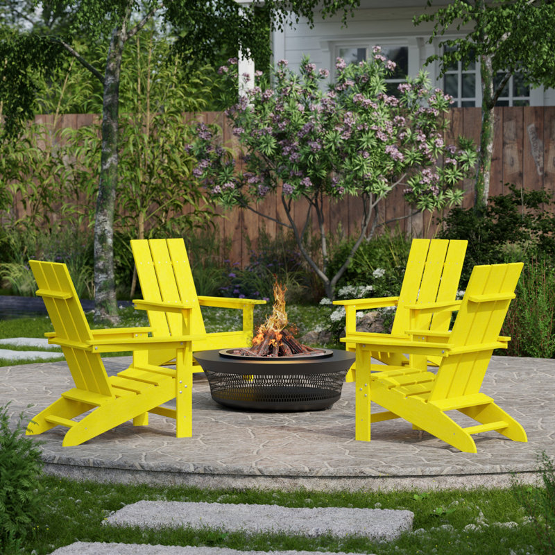 Freedom 4-Piece Modern Adirondack Conversation Set, Lemon Yellow