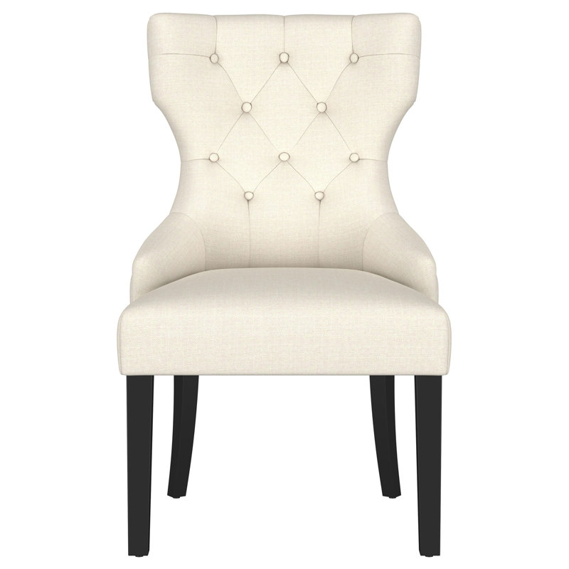 Chaise de salle à manger rembourrée en tissu Gillian, Beige/noir