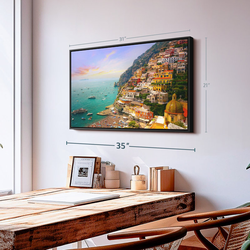 Village animé de Positano, H 31 po x l 21 po