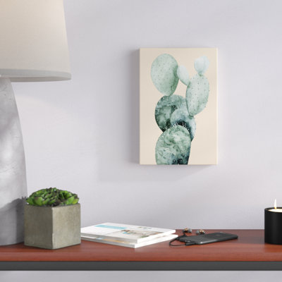 Cactus on Coral I by Grace Popp - Wrapped Canvas Painting Print