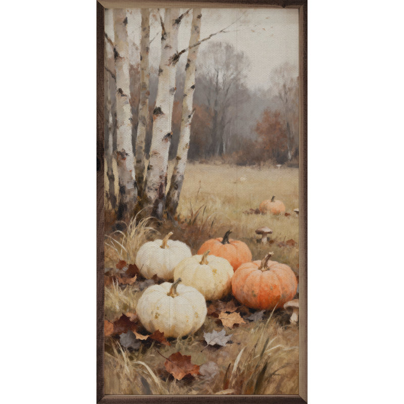 Pumpkins And Birch Trees, H 40 po x l 20 po