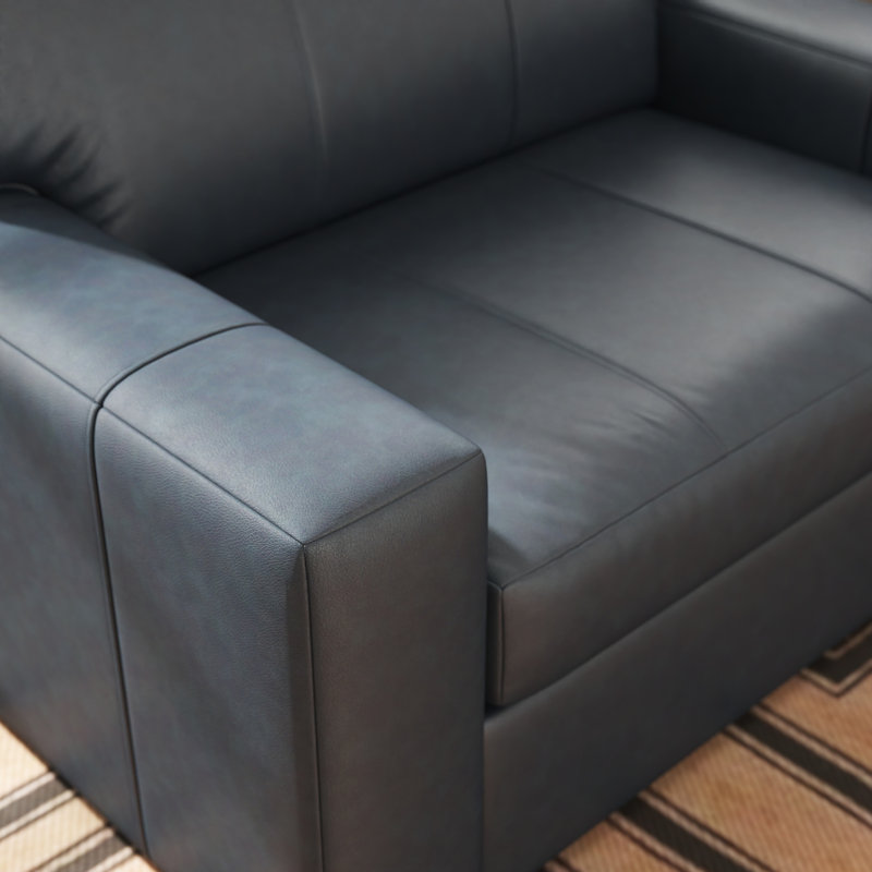 Méridienne tapissier en cuir Latitude Run® Caro, Assortiment de cuir bleu