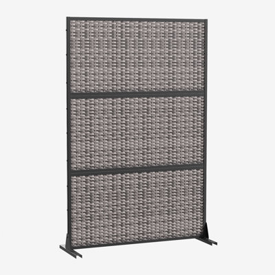 72"x 47" Outdoor Rectangular Metal Privacy Screen with Rattan Panel