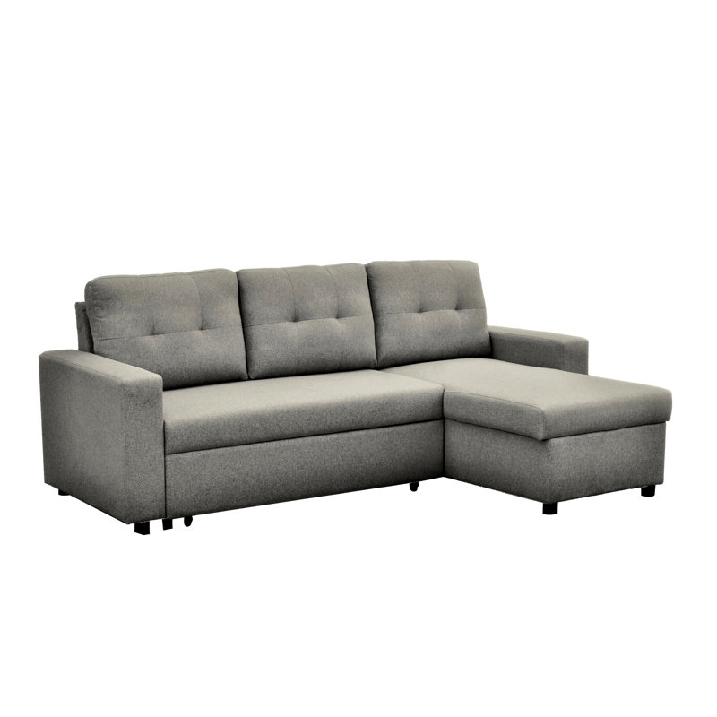 Canapé-lit modulaire en L gris, peu encombrant pour le salon, 3 lits gris,, Polyester gris